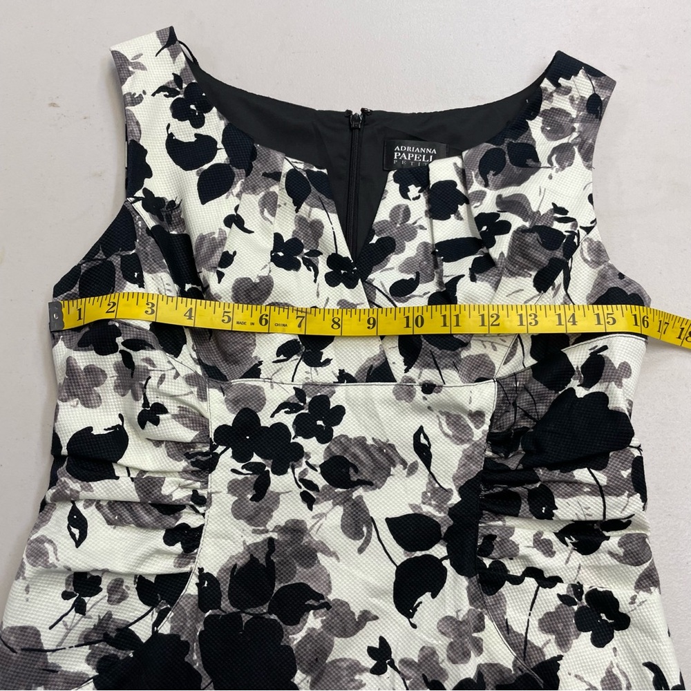 Adrianna Papell Petite black white gray floral sleeveless dress size 12P - Picture 10 of 11